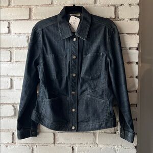 Dark Denim Jacket - Women's Black Denim Button-Up snap buttons 90s vintage